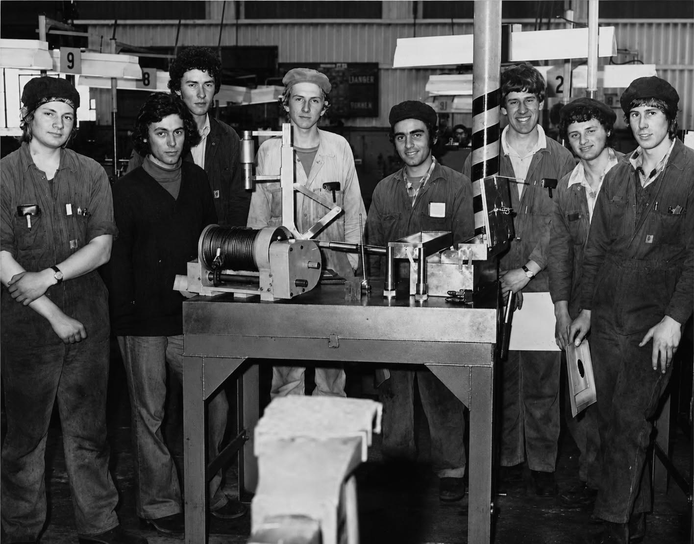 Group portrait of State Electricity Commission apprentices with workshop and award details.