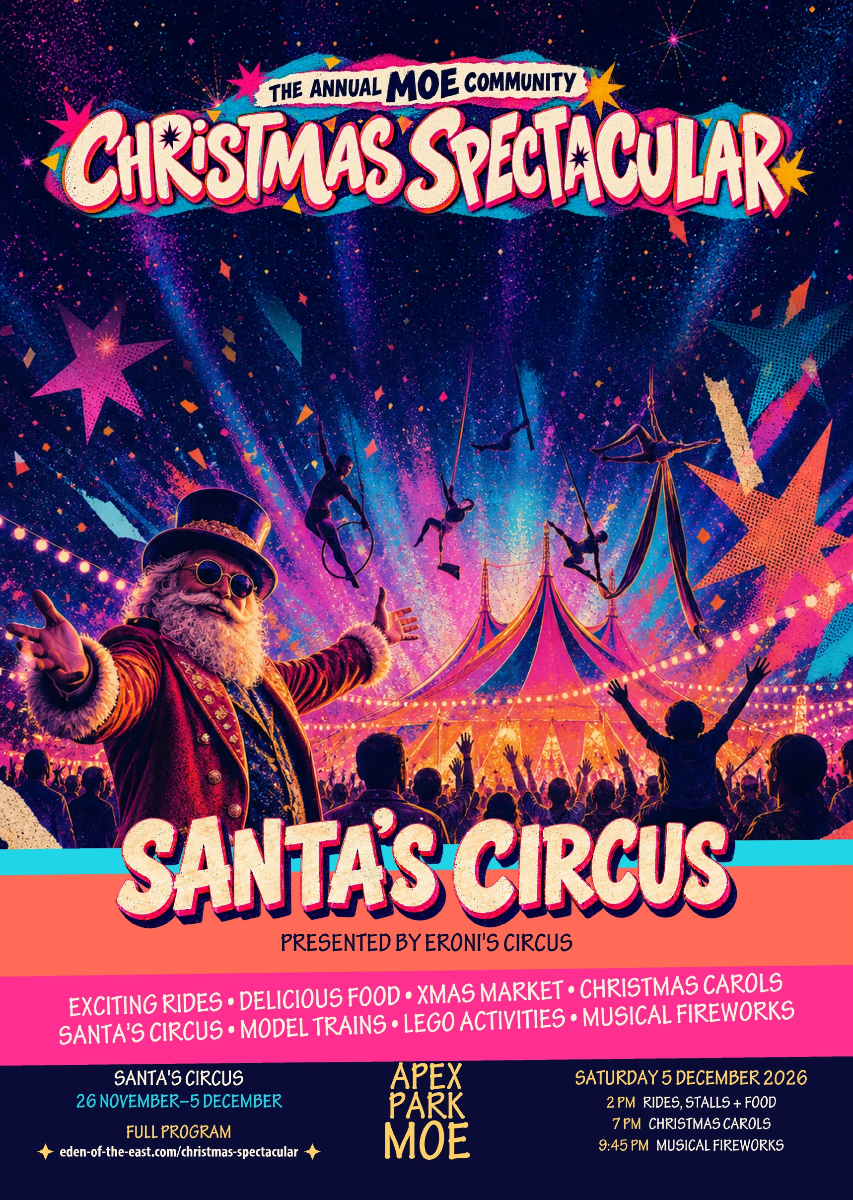 Santa's Circus poster for the Annual Moe Community Christmas Spectacular