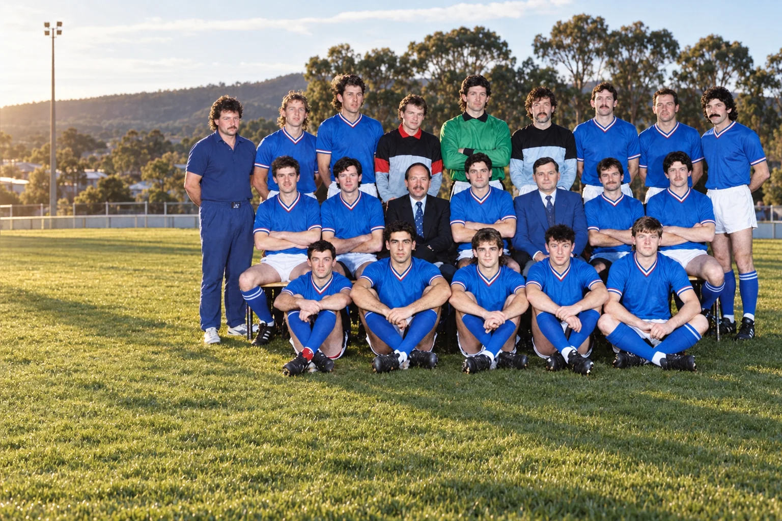 Colour interpretive team portrait honouring the Morwell Falcons' 1989 championship