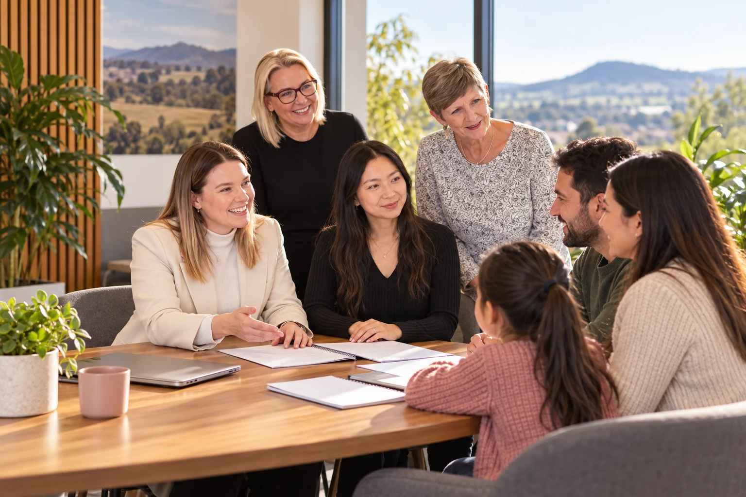 Regional migration advisers meeting with a family