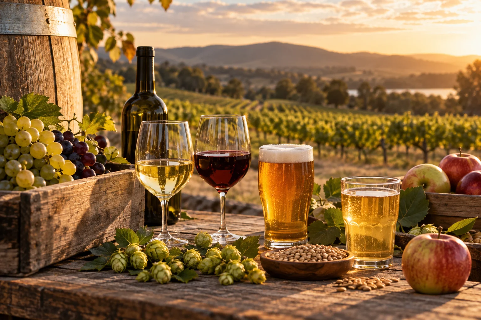 Conceptual supporting illustration for Wine, beer & cider